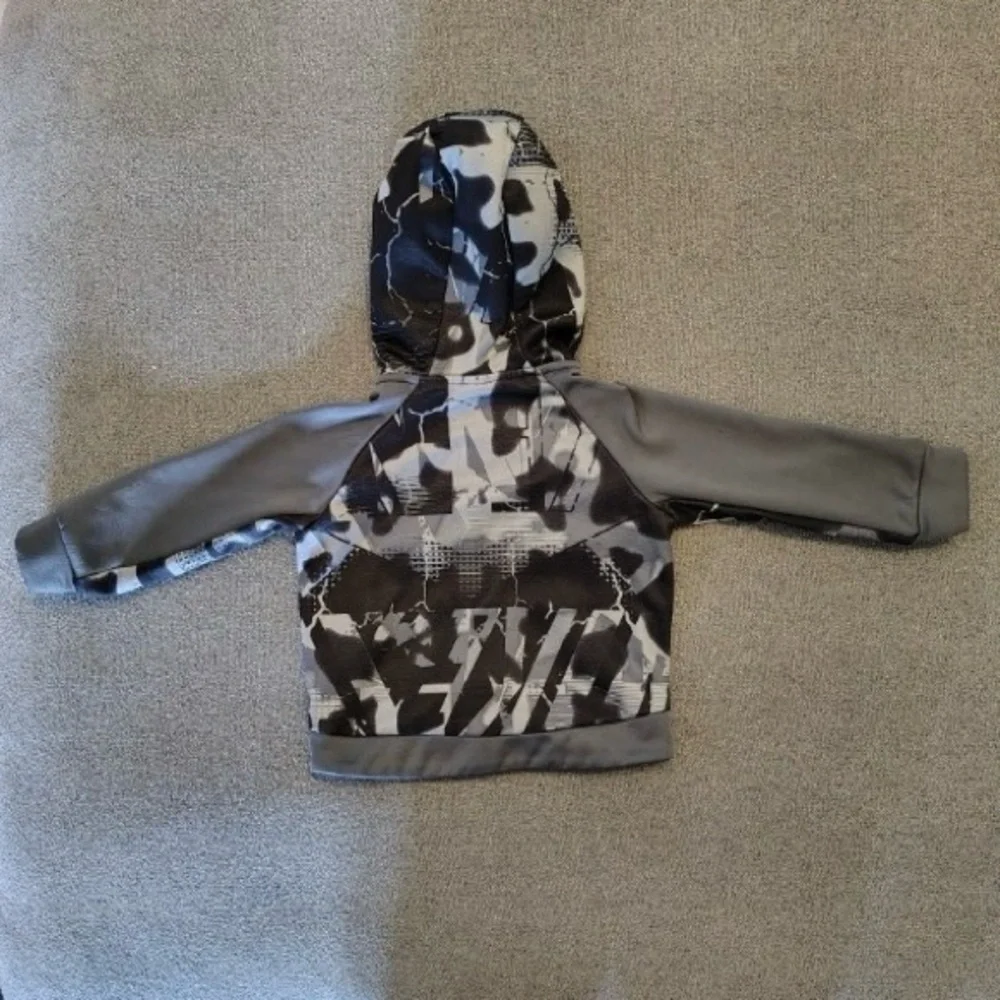Nike Dri Fit Camo Hooded Jacket Toddler 18M Black Gray Full Zip Pockets Logo